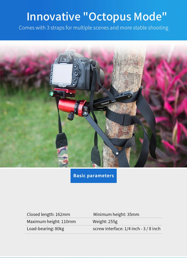 Manbily MT01 Настольный Штатив для смартфонов DSLR Камера ЧПУ Алюминий телефон клип крепления шаровой головкой Портативный мини настольный штатив