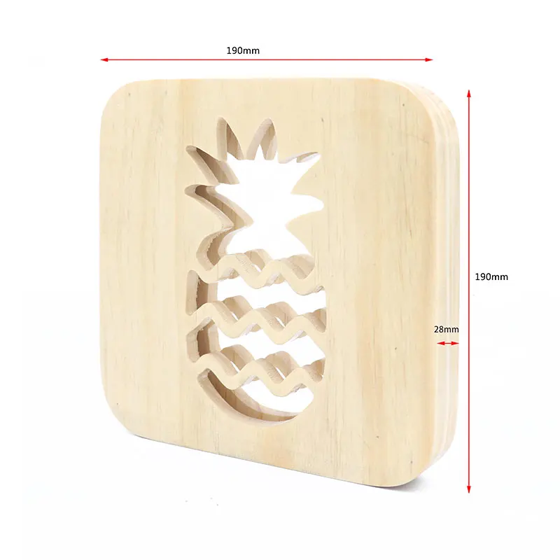 pineapple Теплый свет деревянный ночник Детская Спальня украшение USB светодиодный энергосберегающий домашний прикроватный столик лампа Рождественские подарки - Испускаемый цвет: pineapple