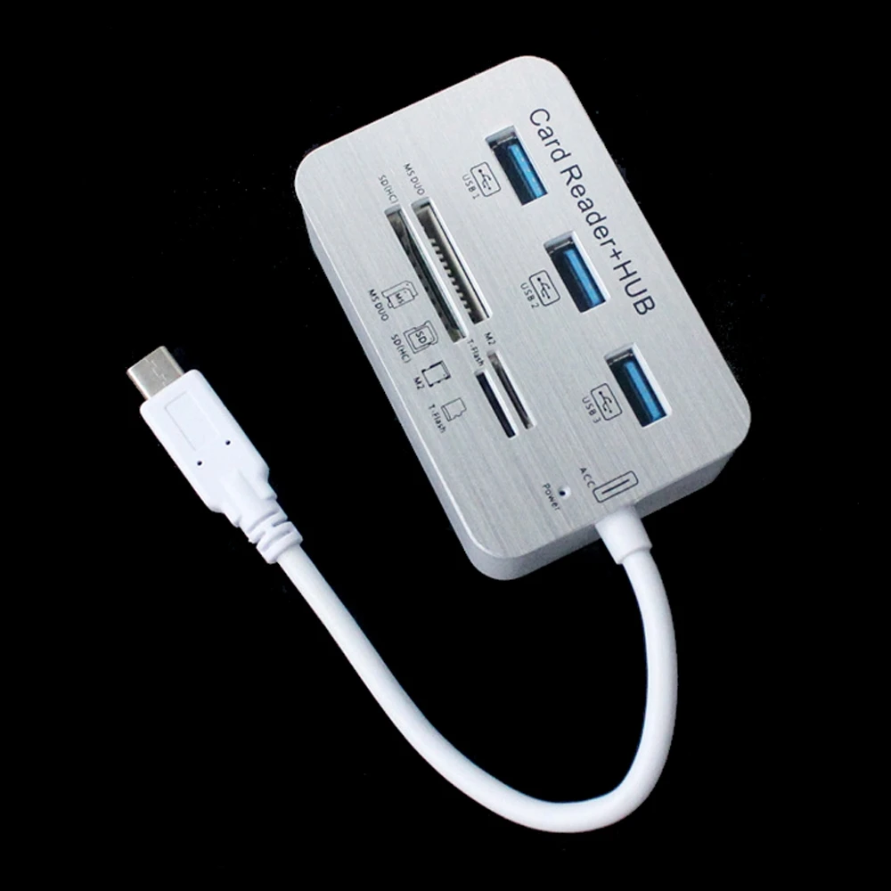 Концентратор USB 3 0 с алюминиевыми портами 20 шт./лот кардридером MS SD M2 TF Multi Type