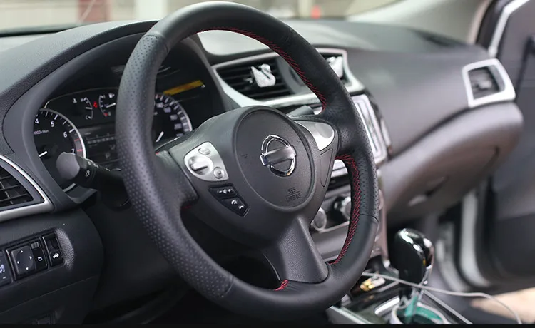 Для Nissan Sentra 2013- крышка рулевого колеса Модификация Специальный первый слой кожа ручная швейная ручка рулевого колеса