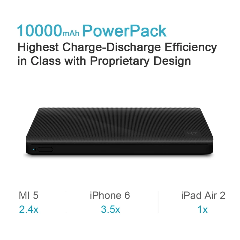 Внешний аккумулятор Xiaomi ZMI 10000 мАч портативное зарядное устройство Type C way Quick Charge 2