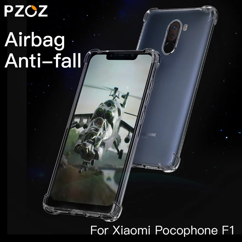 PZOZ для Xiaomi Pocophone F1 чехол противоударный защитный чехол для телефона TPU мягкая прозрачная защитная сумка для Xiaomi F1 PocophoneF1