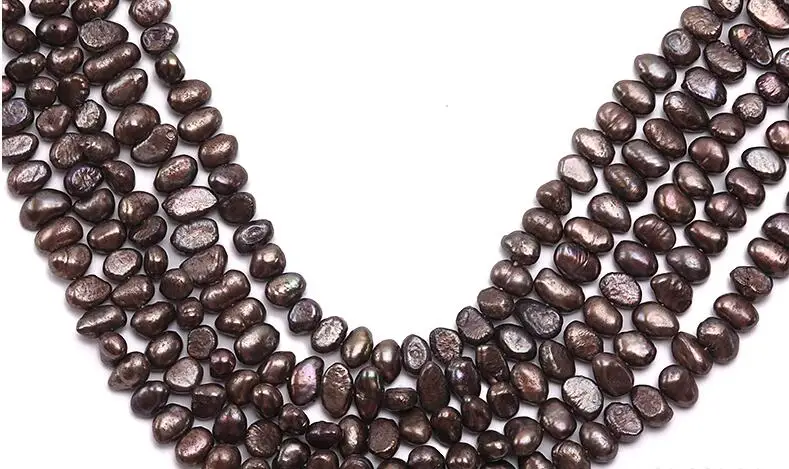 

Genuine AAA Natural Pearl 9mm deep coffee brown baroque freshwater pearl loose beads DIY gift one strands Hole Approx 1mm