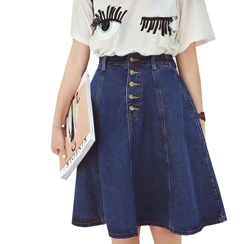Женская джинсовая юбка с высокой талией повседневная из денима эластичным
