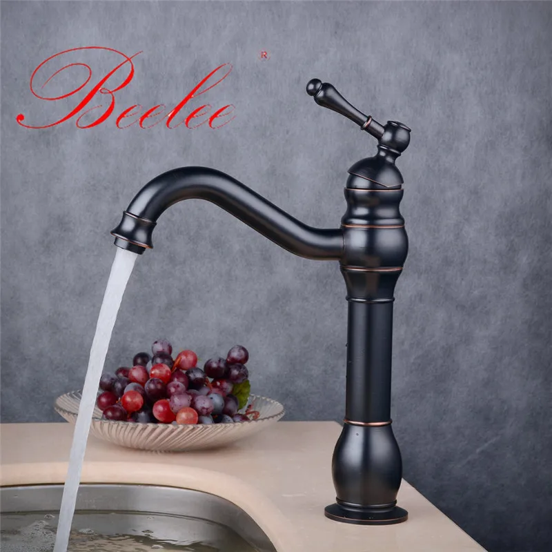 Beelee смеситель для раковины в ванную комнату черный и никелевый с одним