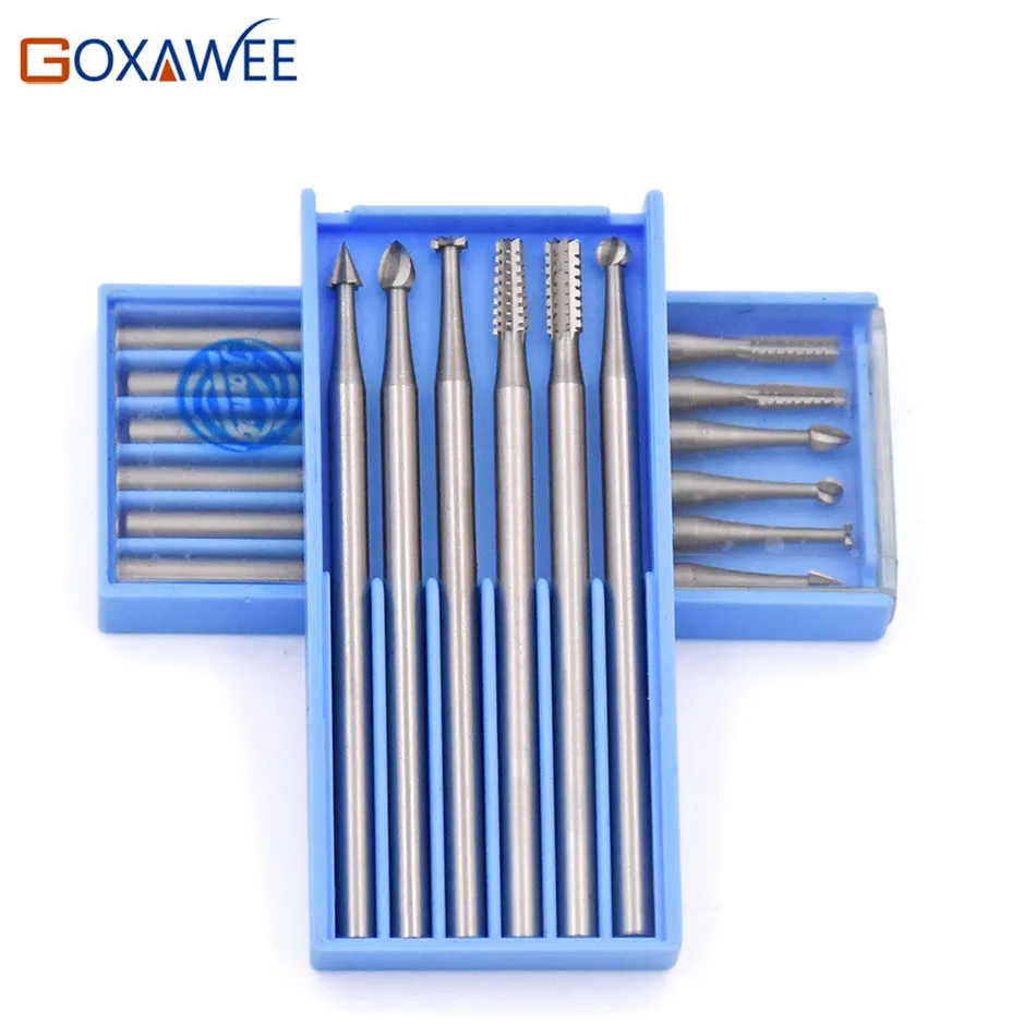 GOXAWEE 6 шт. боры для Dremel Аксессуары для электроинструмента роторный Бур роторные инструменты 009#/014#/018#/023# стальные буры абразивный инструмент