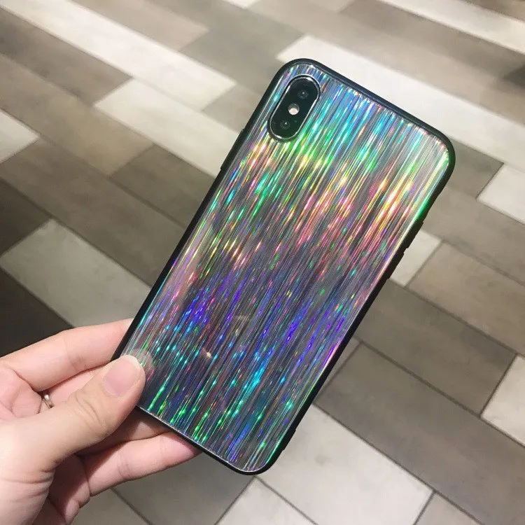 Новый Bling в радужную горошек полоску голографическое зеркало лазерный чехол для