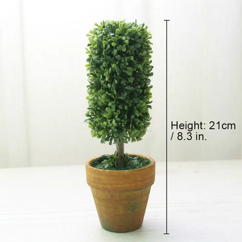 21cm cylinder Мини Искусственные растения в горшках поддельные мяч дерево цветок маленький бонсай украшения дома подарок на год поддельные растения с горшок - Цвет: 21cm cylinder