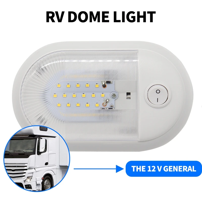 12V /24Vled Rv Ceiling Dome Light Interior Lighting For Trailer Camper With Switch Single (Warm White) | Автомобили и мотоциклы