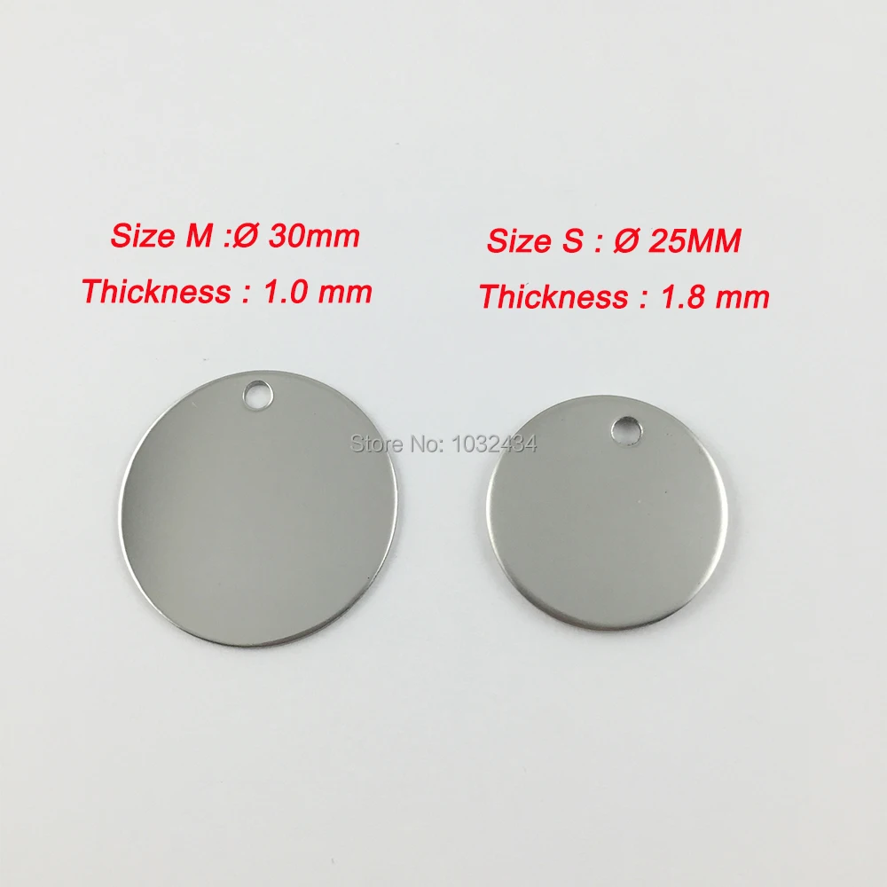 

500pcs/lot Blank Round Stainless Steel Stamping Blank Dog Tags Pendants Tag Charms Fitting For Necklace Bracelet Making