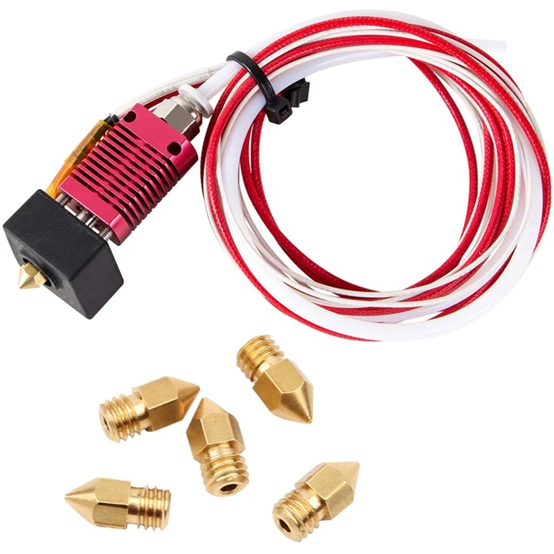 

3D Printer Extruder Assembled Mk8 Hot End Kit For Ender 3 / Ender 3 Pro With Aluminum Heating Block, 1.75Mm, 0.4Mm Nozzle