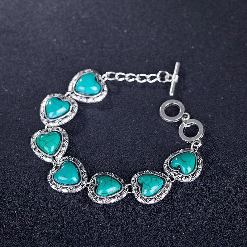 Женский винтажный комплект ювелирных изделий новый стиль 2018 в виде сердца синего