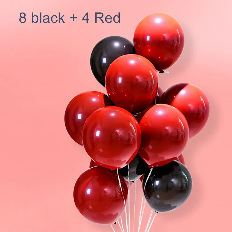 8Red-4black 10 рубиновые красные воздушные шары Свадебный декор новые металлические латексные шары хромированные металлические шары украшения для дня рождения - Цвет: 8Red-4black