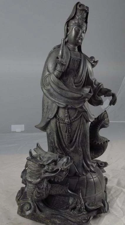 Бесплатная доставка старая медная бронза Kwan-Yin Гуаньинь богисаттва богиня стенд