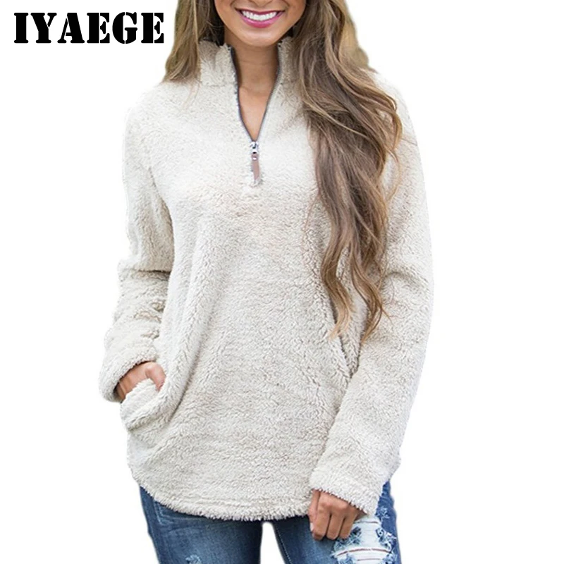 IYAEGE Pull Femme 2018 Fashion Warm Fleece Turtleneck Sweater Women Casual Zipper Long Sleeve Pullover Christmas Jumper | Женская одежда