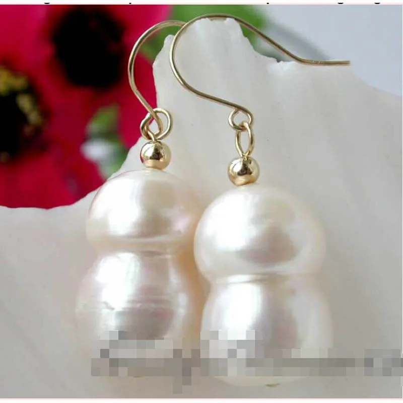 Вау 20 мм БАРОККО двойной FW жемчужные серьги покрытием|earrings plated|baroque pearl earringspearl