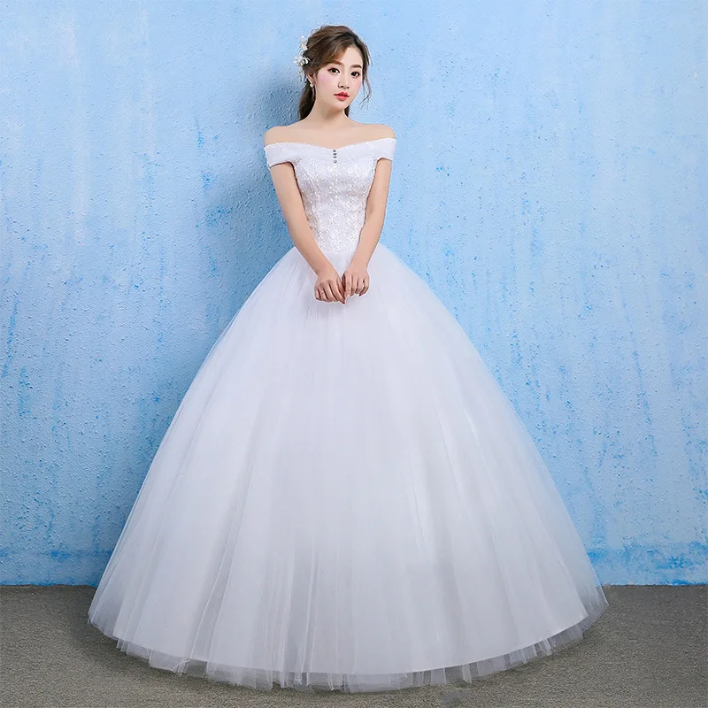Vestido De Novia Роскошные свадебные платья с кристаллами бальное платье с открытыми плечами на шнуровке элегантное Дешевое кружевное свадебное платье Robe De Mariee