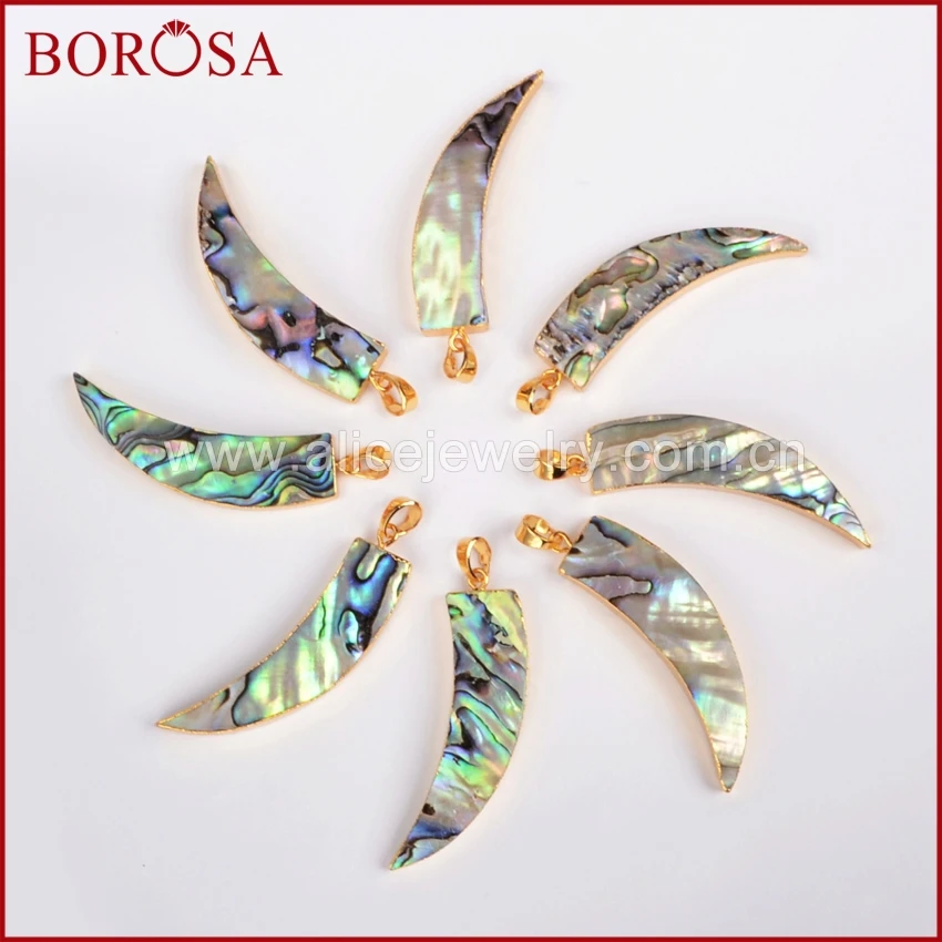 BOROSA 1 шт. браслет со слоном золотистого цвета бивень кулон в виде раковины абалона
