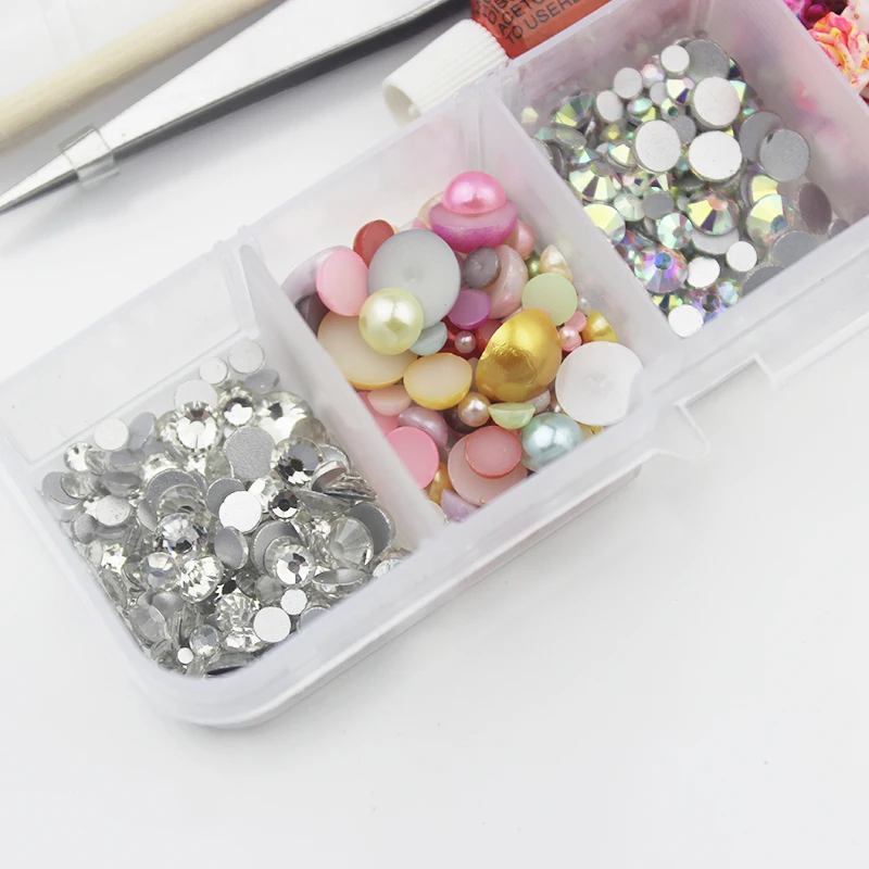Дизайн ногтей forpretty Стразы Блеск Mix Para Unha Half жемчужина strass Adesivo клей 3D DIY Коробка