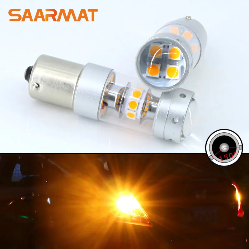 

2pcs Amber Yellow 140W LED BAU15S 7507 PY21W 1156PY LED Bulbs For Front Turn Signal Light For AUDI A4 Q3 Q5 SQ5 A6 S6 A3 Quattro