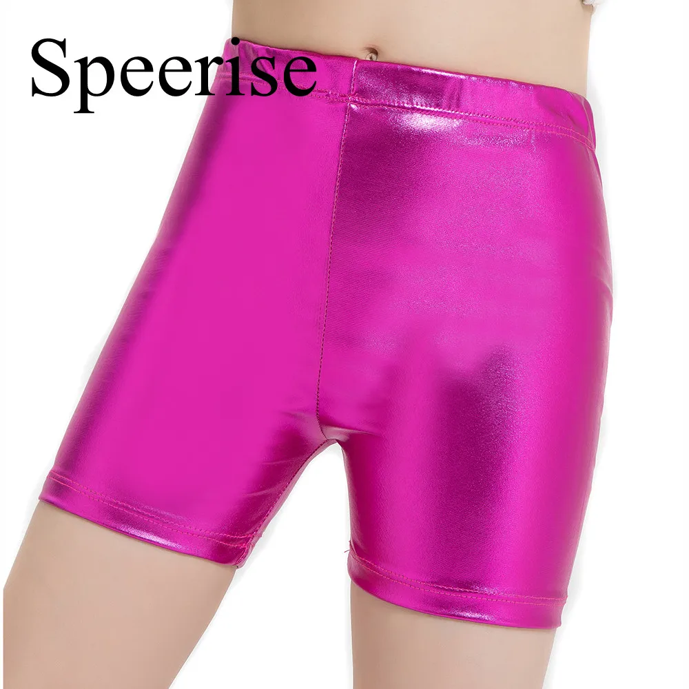 Speerise Girl Ballet Shorts Jazz Gymnastic Hot Boy Dance for Stage wear Shiny Metallic Exercising |