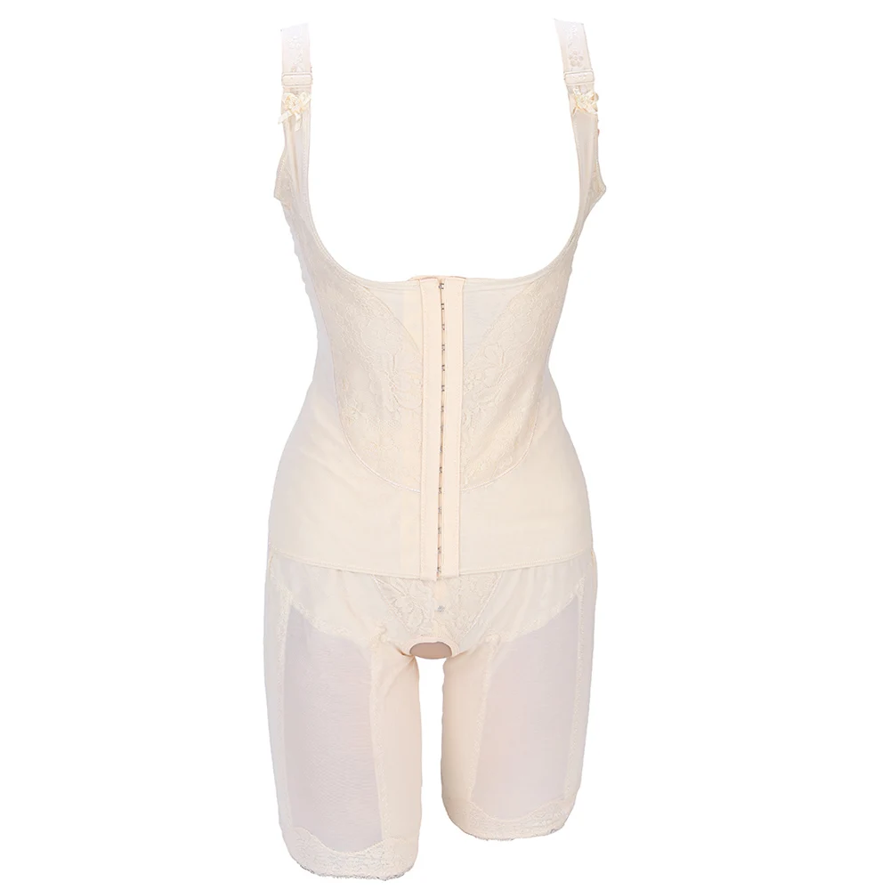 Beige Женское корректирующее белье для всего тела, утягивающий корсет под грудь, регулируемый корсет на талию, фирма, боди, послеродовое Корректирующее белье размера плюс - Цвет: Beige