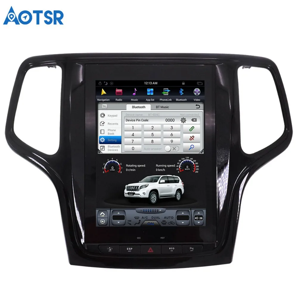 Автомобильный GPS-навигатор Aotsr в стиле Tesla на Android для JEEP Grand Cherokee 2014-2018 золотистый и