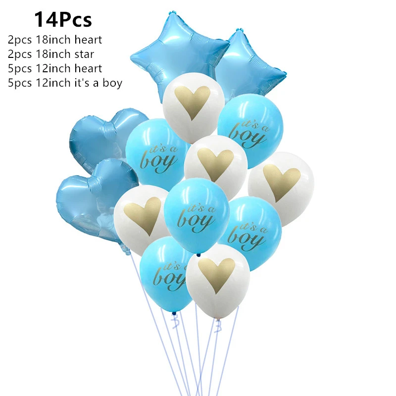 14pcs boy heart set Детская Гирлянда для мальчиков и девочек, детская гирлянда с воздушным шаром, украшения для дня рождения, вечерние украшения для детей - Цвет: 14pcs boy heart set