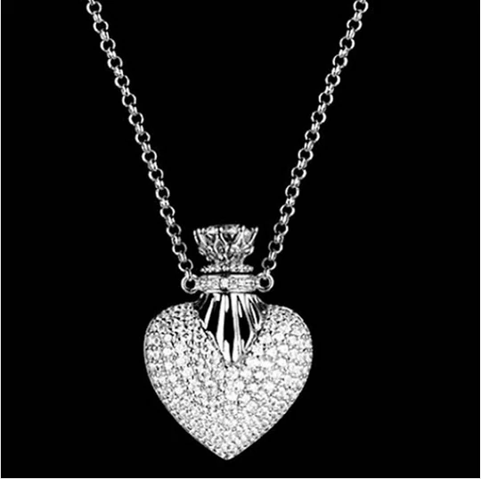 

HIBRIDE Fashion Romantic Design Cubic Zirconia Pave Heart Women Necklace Pendants Black Gun Plated Pendant Gifts N-294