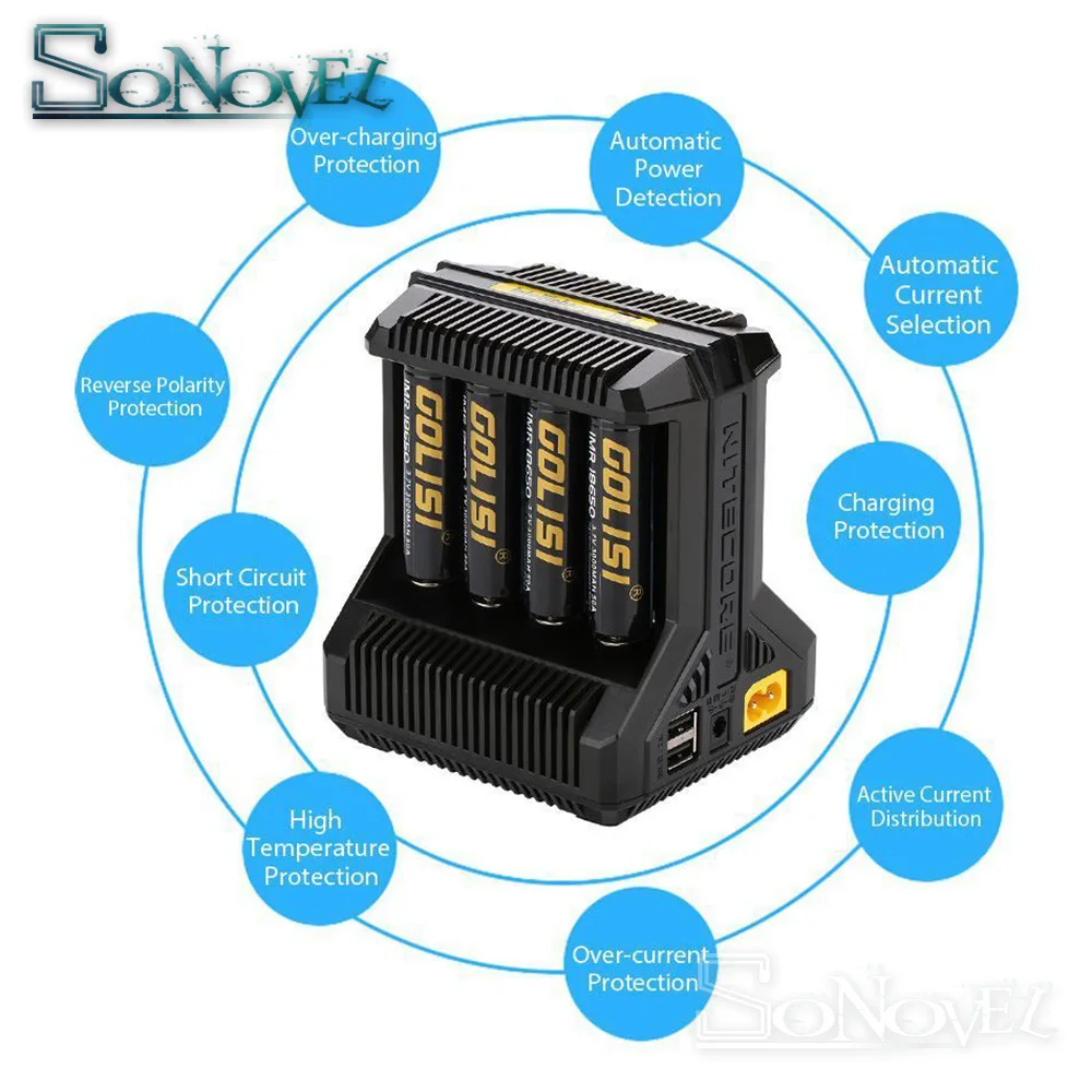 NITECORE Intellicharge I8 eight Bays зарядное устройство Li Ion 18650 14500 16340 26650 AAA AA автоматически