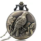 Антикварный бронзовый орел Дизайн Брелок кварцевые карманные часы с Цепочки и ожерелья цепь Лидер продаж кулон подарок для мужской женский