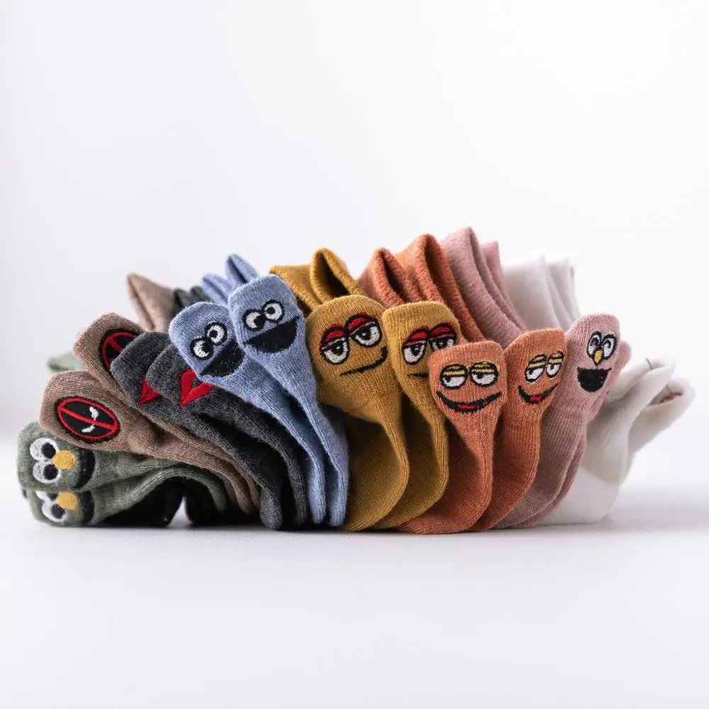Забавные Женские носочки Модные женские носки с вышивкой kawaii happy face для молодых