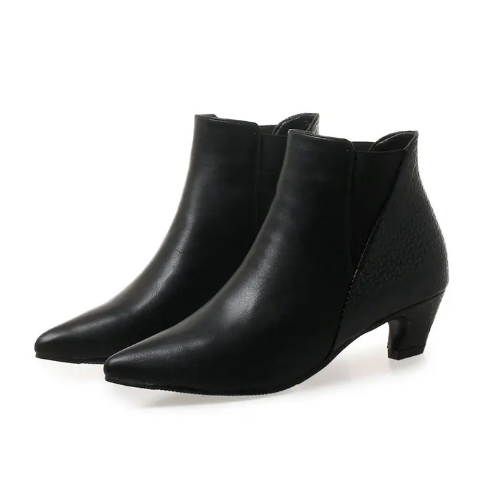 Grey boots Ботильоны Женская обувь на каблуке «рюмочка» Женская обувь с острым носком зимняя модная Осенняя обувь на низком каблуке женская брендовая обувь; большие размеры 34-43 - Цвет: Grey boots