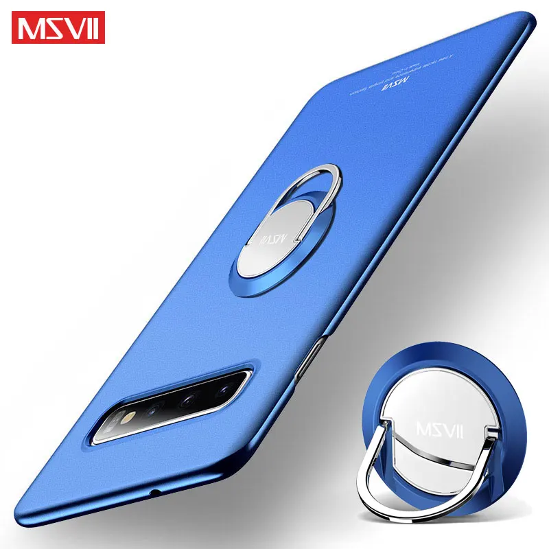 Blue With Ring Чехол Msvii для samsung Galaxy S10 Plus, чехол с кольцом, тонкий чехол для samsung S10 S10e, чехол-держатель для Galaxy S10 E Lite Plus - Цвет: Blue With Ring