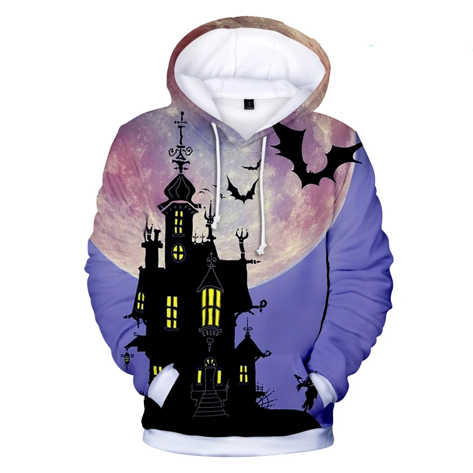 

3D забавная Толстовка на Хеллоуин с принтом в виде дома с привидениями, толстовка высокого качества с длинным рукавом, модная Толстовка для о...