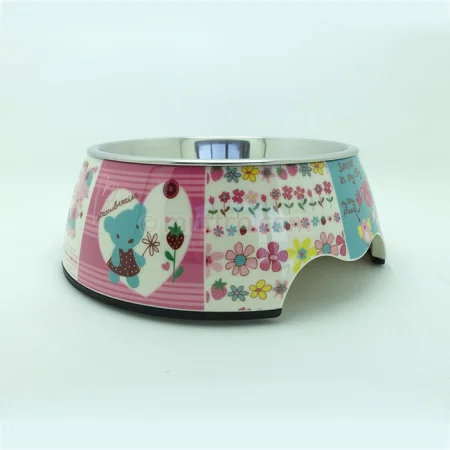 Съемная двойная противоскользящая меламиновая и миска из нержавеющей стали