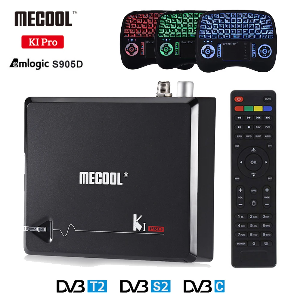 2019 Смарт ТВ коробка Mecool KI PRO 2 ГБ/16 ГБ DVB-T2 DVB-S2 DVB-C Android 7 1 Box Amlogic S905D двойной WI-FI 4G/5G 4 K