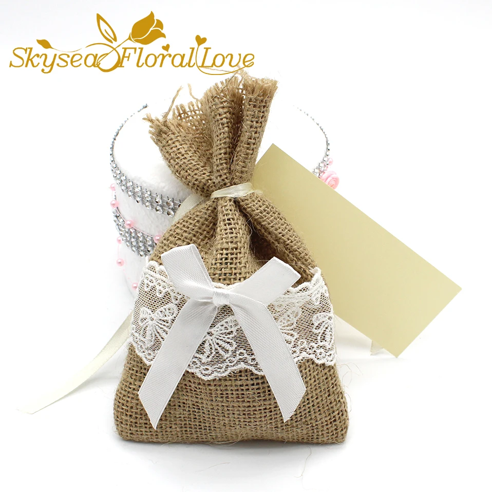 Свадебный подарок обертывание винтажные свадебные конфеты мешки полотно