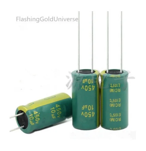 100 шт., 10UF450V 10*16 мм 10*20 мм 450V1 0 мкФ, алюминиевый электролитический конденсатор, лучшее качество, новый оригинал