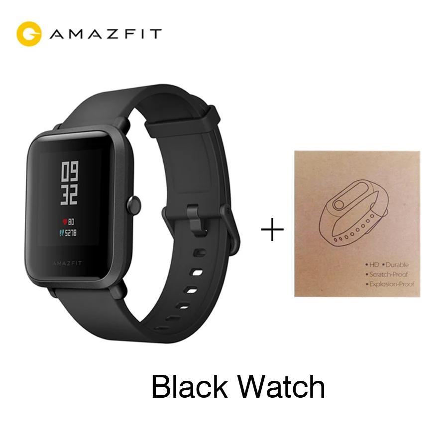 [Английская версия] Xiaomi Amazfit Bip Смарт часы Huami gps Смарт-часы Bluetooth 4,0 сердечного ритма 45 дней Батарея IP68 - Цвет: Black