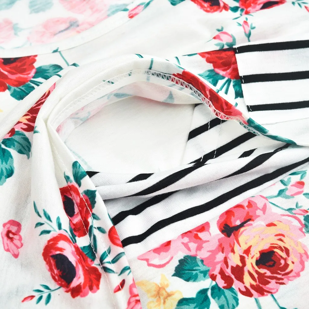 

Women Maternity Short Sleeve Floral Print Nursing Tops T-shirt For Breastfeeding (white )