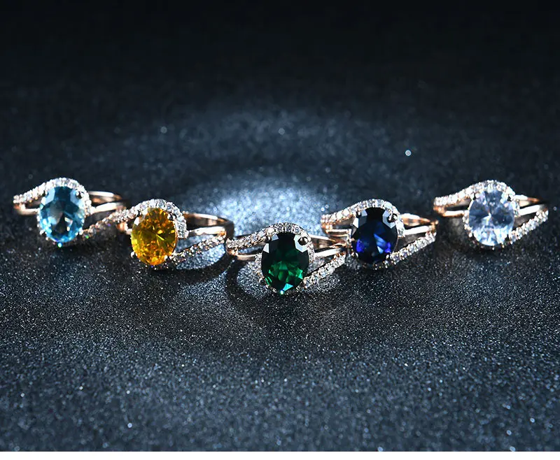 USTAR, Овальные, зеленые, 2.0ct, CZ Кристаллы, свадебные кольца для женщин, микро проложили 30 шт., AAA циркон, женские кольца для помолвки, anel bague femme
