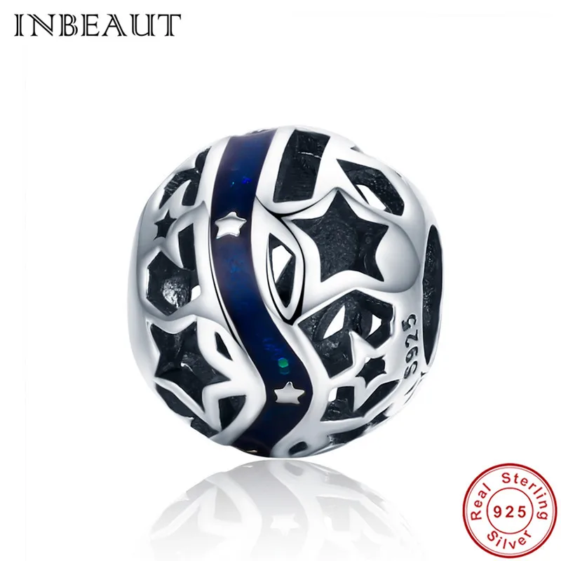 INBEAUT Фея сказки 100% Настоящее серебро 925 пробы темно синие ночные Звездные Бусы