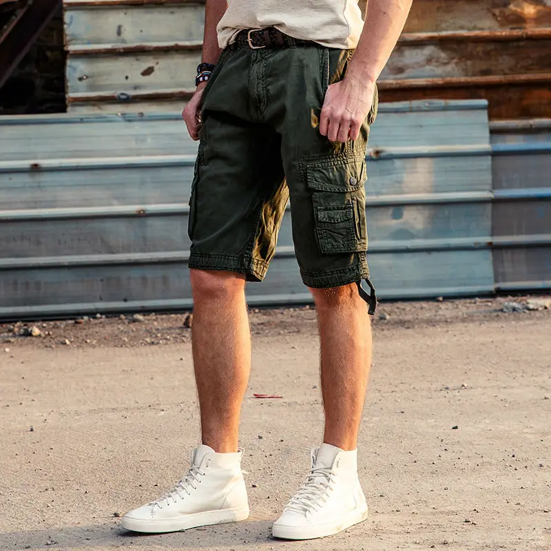 Высокое качество мужские карго капри шорты брендовые летние мешковатые