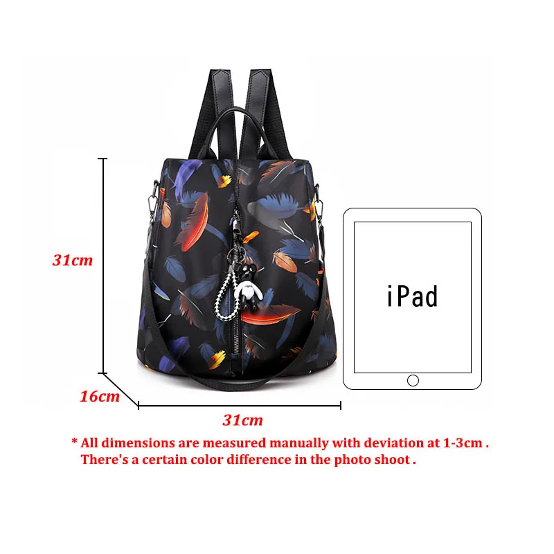 Модный водонепроницаемый Оксфордский женский рюкзак с принтом большой перьями