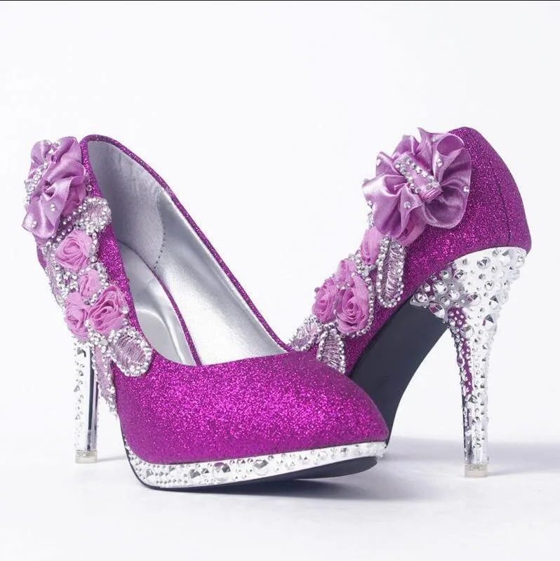 

Women Pumps Glitter Gorgeous Wedding Bridal Evening Party Crystal High Heels Women Shoes Sexy Woman Pumps Fashion Bridal Shoes
