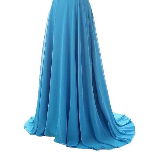 Расшитые бисером шифоновые вечерние платья на одно плечо с градиентом Vestido Longo Платье для выпускного вечера Омбре Длинное Элегантное платье размера плюс - Цвет: Небесно-голубой