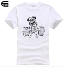 Euro Size Casual Cotton GO HARD OR GO HOME Pug Printed Men crewneck T Shirt Short Sleeve O-Neck Male Tops&Tees T421