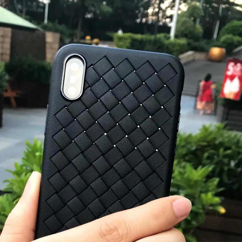 For Iphone X XR XS Max Luxury Grid Super Soft Shockproof Phone Case 6 6s 7 8 Plus Silicone Cover Accessories |
