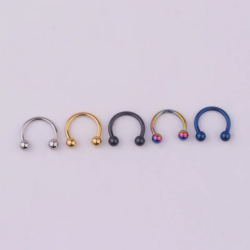 mixed color Продаем наборы для ухода за кожей, 5 шт. в партии, 6/8/10 мм 16G Подкова шарики украшение для пирсинга в форме подковы ниппель лепестка Нос Кольца для пирсинга перегородки носа кольца ушной хрящ Daith серьги - Окраска металла: mixed color